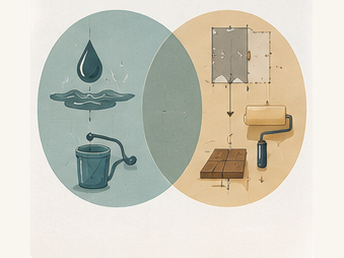 Conceptual illustration comparing water mitigation functions with restoration and repair functions.